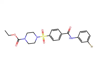 Ethyl 4-[4-[(3-bromophenyl)carbamoyl]phenyl]sulfonylpiperazine-1-carboxylate structure
