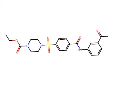 Ethyl 4-[4-[(3-acetylphenyl)carbamoyl]phenyl]sulfonylpiperazine-1-carboxylate structure