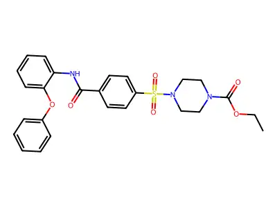Ethyl 4-[4-[(2-phenoxyphenyl)carbamoyl]phenyl]sulfonylpiperazine-1-carboxylate structure