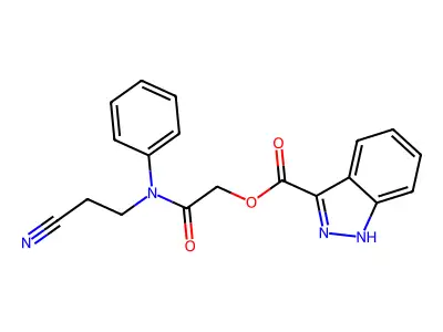 [2-[N-(2-cyanoethyl)anilino]-2-oxoethyl] 1H-indazole-3-carboxylate structure
