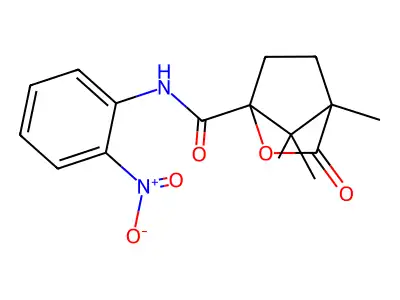 4,7,7-trimethyl-N-(2-nitrophenyl)-3-oxo-2-oxabicyclo[2.2.1]heptane-1-carboxamide structure