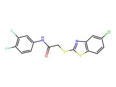 2-[(5-chloro-1,3-benzothiazol-2-yl)sulfanyl]-N-(3,4-difluorophenyl)acetamide structure
