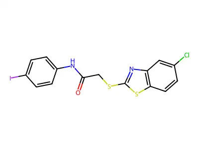 2-[(5-chloro-1,3-benzothiazol-2-yl)sulfanyl]-N-(4-iodophenyl)acetamide structure