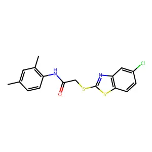 2-[(5-chloro-1,3-benzothiazol-2-yl)sulfanyl]-N-(2,4-dimethylphenyl)acetamide structure
