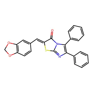 2-(1,3-benzodioxol-5-ylmethylene)-5,6-diphenylimidazo[2,1-b][1,3]thiazol-3(2H)-one structure