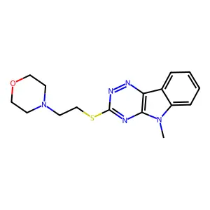 5-Methyl-3-((2-(4-morpholinyl)ethyl)thio)-5H-(1,2,4)triazino(5,6-b)indole structure