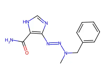 5-(3-benzyl-3-methyltriaz-1-en-1-yl)-1H-imidazole-4-carboxamide structure