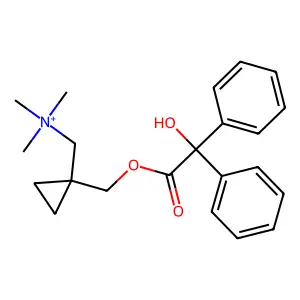 [1-({[Hydroxy(diphenyl)acetyl]oxy}methyl)cyclopropyl]-N,N,N-trimethylmethanaminium structure