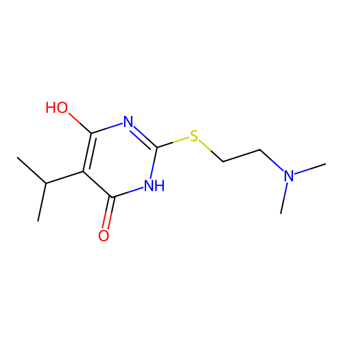 2-{[2-(Dimethylamino)ethyl]sulfanyl}-5-(propan-2-yl)pyrimidine-4,6-diol structure