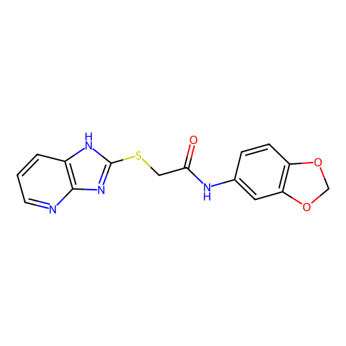 N-Benzo[1,3]dioxol-5-yl-2-(3H-imidazo[4,5-b]pyridin-2-ylsulfanyl)-acetamide structure