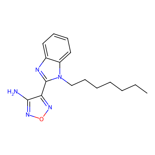 4-(1-heptyl-1H-benzimidazol-2-yl)-1,2,5-oxadiazol-3-ylamine structure