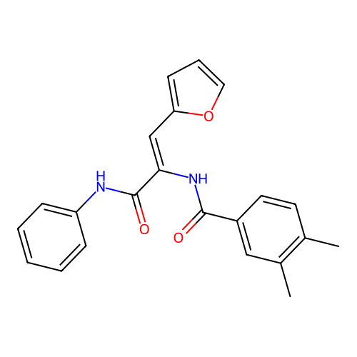 N-[(Z)-3-anilino-1-(furan-2-yl)-3-oxoprop-1-en-2-yl]-3,4-dimethylbenzamide structure