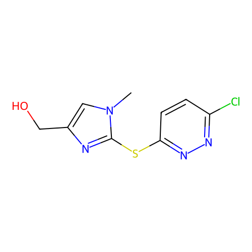 {2-[(6-chloro-3-pyridazinyl)sulfanyl]-1-methyl-1H-imidazol-4-yl}methanol structure