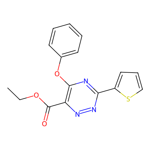 Ethyl 5-phenoxy-3-(2-thienyl)-1,2,4-triazine-6-carboxylate structure