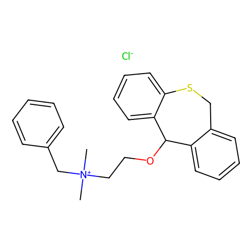 Benzyl(2-((6,11-dihydrodibenzo(b,e)thiepin-11-yl)oxy)ethyl)dimethylammonium chloride structure