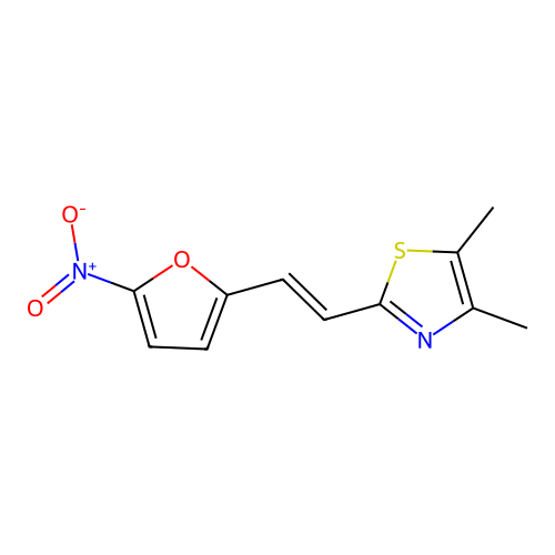 Thiazole, 4,5-dimethyl-2-(2-(5-nitrofuryl)vinyl)- structure