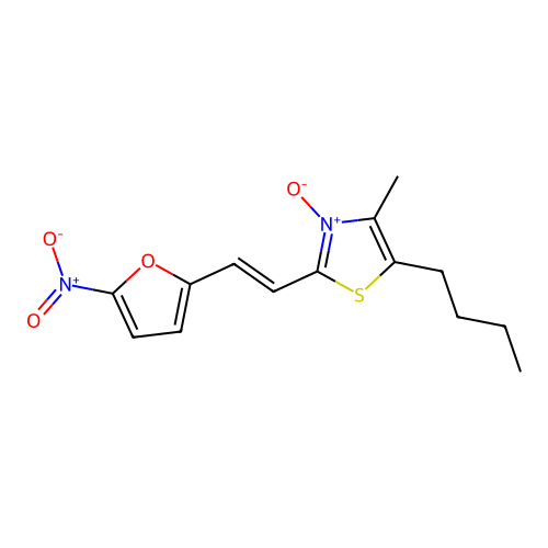 Thiazole, 5-butyl-4-methyl-2-(2-(5-nitrofuryl)vinyl)-, 3-oxide structure