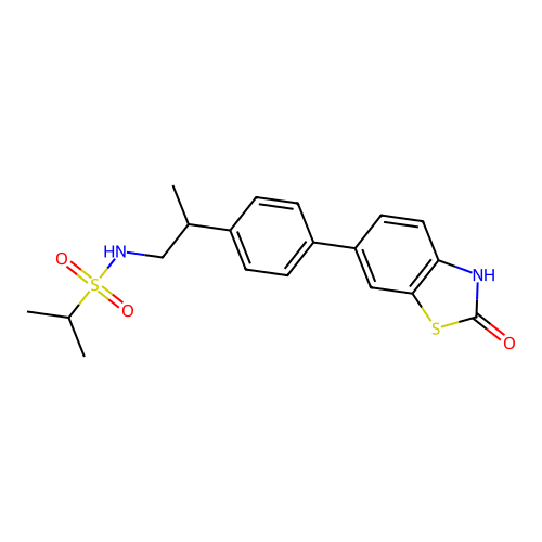 N-[2-[4-(2,3-Dihydro-2-oxo-6-benzothiazolyl)phenyl]propyl]-2-propanesulfonamide structure