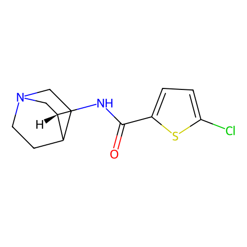 N-[(3R)-1-azabicyclo[2.2.2]octan-3-yl]-5-chlorothiophene-2-carboxamide structure
