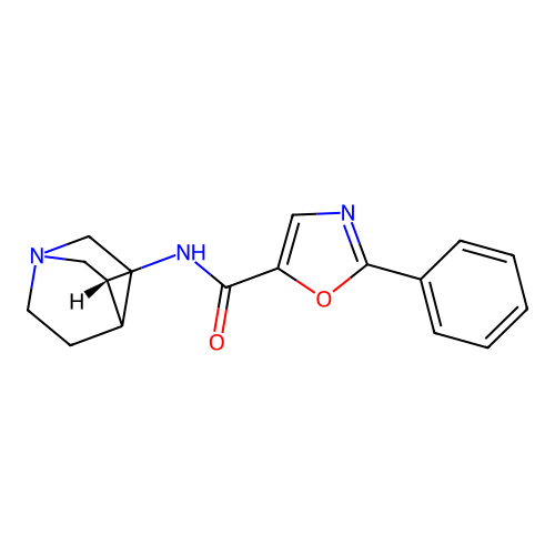 N-[(3R)-1-azabicyclo[2.2.2]octan-3-yl]-2-phenyl-1,3-oxazole-5-carboxamide structure