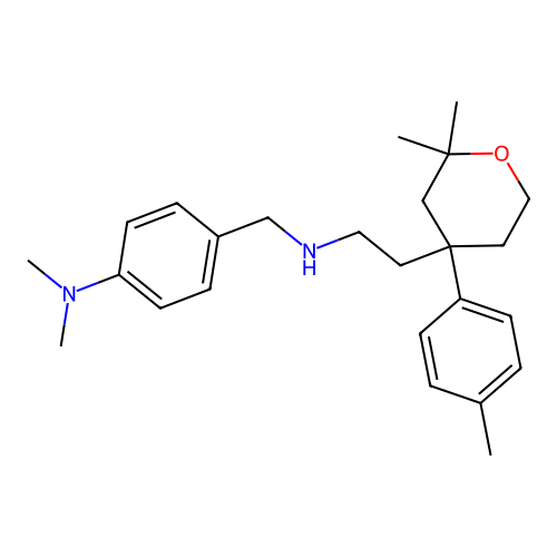 4-[[2-[2,2-dimethyl-4-(4-methylphenyl)oxan-4-yl]ethylamino]methyl]-N,N-dimethyl-aniline structure