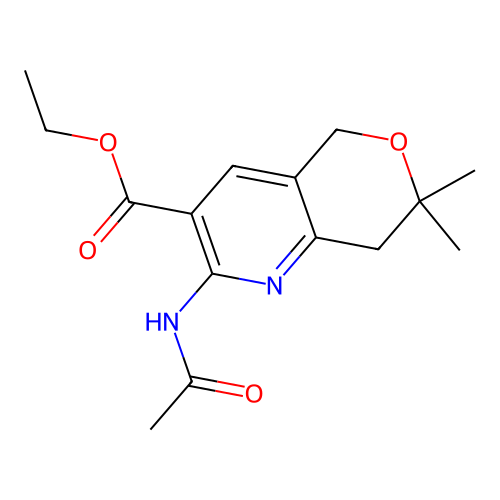 ethyl 2-(acetylamino)-7,7-dimethyl-7,8-dihydro-5H-pyrano[4,3-b]pyridine-3-carboxylate structure