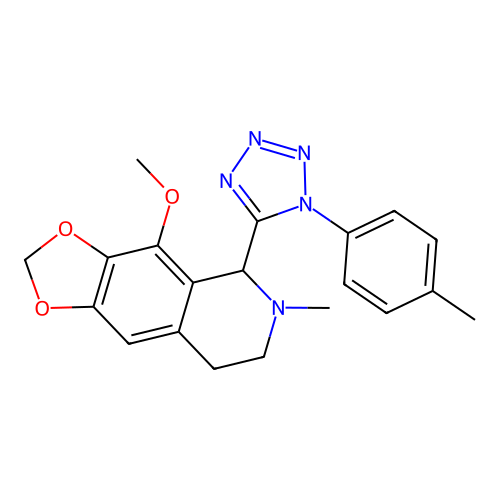 4-methoxy-6-methyl-5-(1-(p-tolyl)-1H-tetrazol-5-yl)-5,6,7,8-tetrahydro-[1,3]dioxolo[4,5-g]isoquinoline structure
