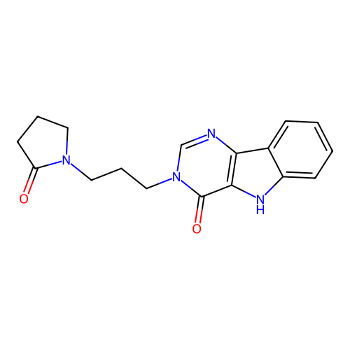3-(3-(2-oxopyrrolidin-1-yl)propyl)-3H-pyrimido[5,4-b]indol-4(5H)-one structure