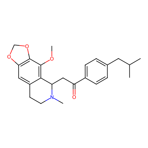 1-(4-isobutylphenyl)-2-(4-methoxy-6-methyl-5,6,7,8-tetrahydro-[1,3]dioxolo[4,5-g]isoquinolin-5-yl)ethanone structure