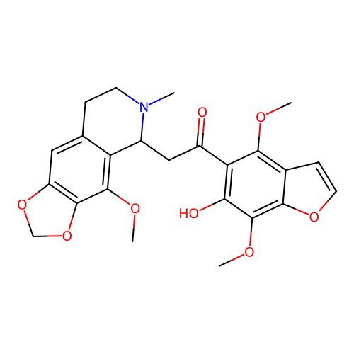 1-(6-hydroxy-4,7-dimethoxy-1-benzofuran-5-yl)-2-(4-methoxy-6-methyl-5,6,7,8-tetrahydro[1,3]dioxolo[4,5-g]isoquinolin-5-yl)ethanone structure