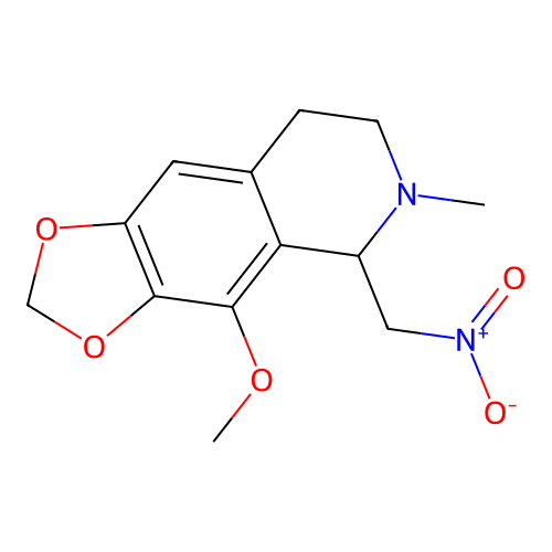 4-methoxy-6-methyl-5-(nitromethyl)-5,6,7,8-tetrahydro-[1,3]dioxolo[4,5-g]isoquinoline structure