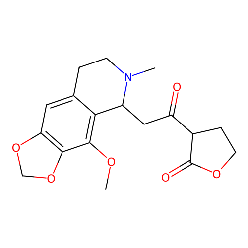 3-(2-(4-methoxy-6-methyl-5,6,7,8-tetrahydro-[1,3]dioxolo[4,5-g]isoquinolin-5-yl)acetyl)dihydrofuran-2(3H)-one structure