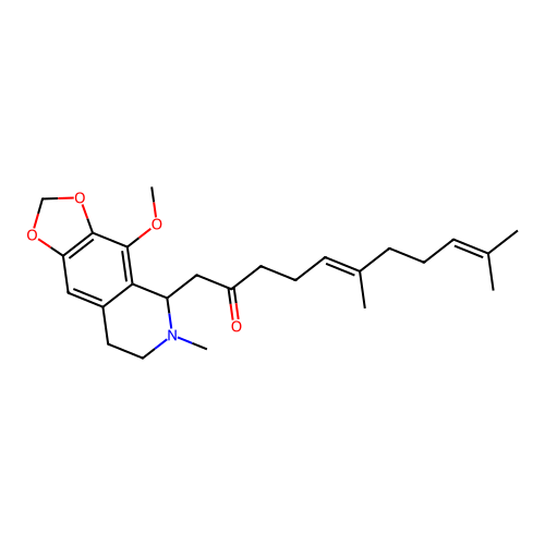 (5E)-1-(4-methoxy-6-methyl-5,6,7,8-tetrahydro[1,3]dioxolo[4,5-g]isoquinolin-5-yl)-6,10-dimethylundeca-5,9-dien-2-one structure