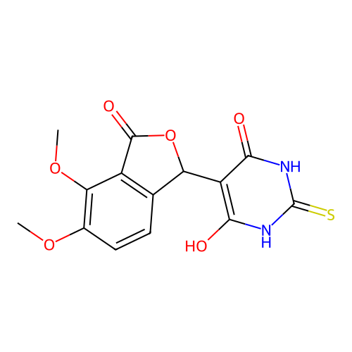 5-(4,5-dimethoxy-3-oxo-1,3-dihydroisobenzofuran-1-yl)-6-hydroxy-2-thioxo-2,3-dihydropyrimidin-4(1H)-one structure
