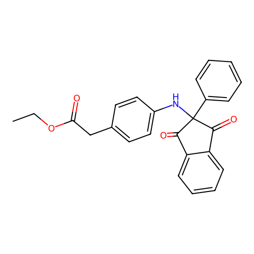 ethyl {4-[(1,3-dioxo-2-phenyl-2,3-dihydro-1H-inden-2-yl)amino]phenyl}acetate structure