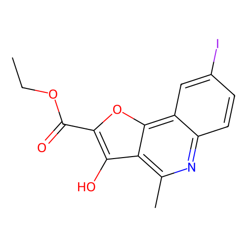 Furo[3,2-c]quinoline-2-carboxylic acid, 3-hydroxy-8-iodo-4-methyl-, ethyl ester structure