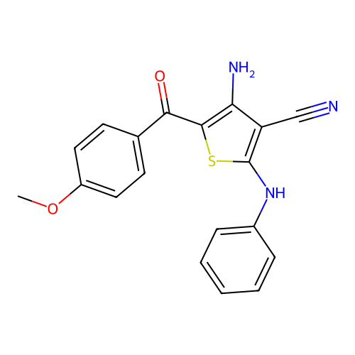 4-Amino-2-anilino-5-(4-methoxybenzoyl)thiophene-3-carbonitrile structure