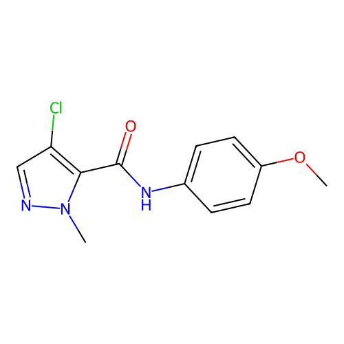 4-chloro-N-(4-methoxyphenyl)-2-methylpyrazole-3-carboxamide structure