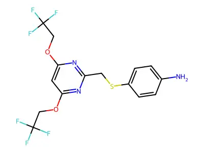 4-[4,6-Bis(2,2,2-trifluoroethoxy)pyrimidin-2-yl)methylthio]aniline structure