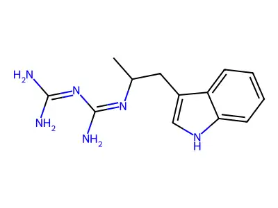 N-[1-(1H-indol-3-yl)propan-2-yl]imidodicarbonimidic diamide structure