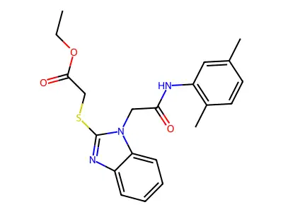 Ethyl 2-[1-[2-(2,5-dimethylanilino)-2-oxoethyl]benzimidazol-2-yl]sulfanylacetate structure