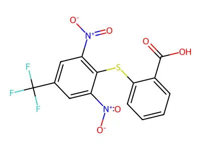 2-{[2,6-Dinitro-4-(trifluoromethyl)phenyl]thio}benzoic acid structure