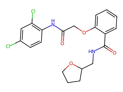 2-[2-[(2,4-Dichlorophenyl)amino]-2-oxoethoxy]-N-[(tetrahydro-2-furanyl)methyl]benzamide structure
