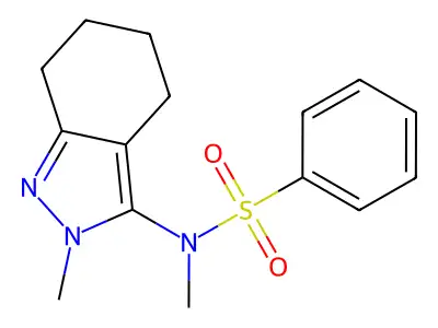 N-methyl-N-(2-methyl-4,5,6,7-tetrahydro-2H-indazol-3-yl)benzenesulfonamide structure