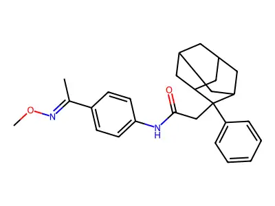 N-[4-(methoxyethanimidoyl)phenyl]-2-(2-phenyl-2-adamantyl)acetamide structure
