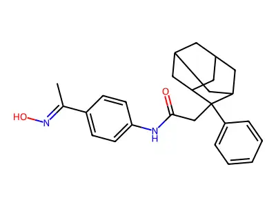 N-[4-(hydroxyethanimidoyl)phenyl]-2-(2-phenyl-2-adamantyl)acetamide structure