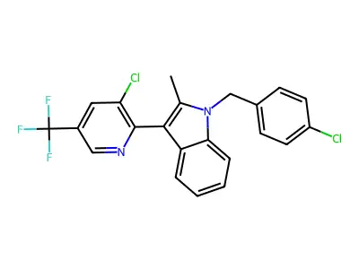 1-(4-chlorobenzyl)-3-[3-chloro-5-(trifluoromethyl)-2-pyridinyl]-2-methyl-1H-indole structure