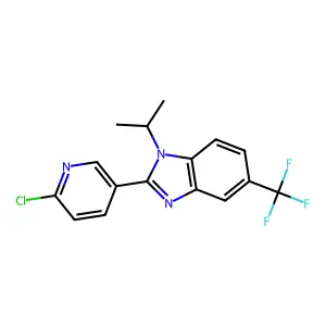 2-(6-chloro-3-pyridinyl)-1-isopropyl-5-(trifluoromethyl)-1H-1,3-benzimidazole structure