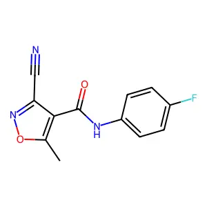 3-cyano-N-(4-fluorophenyl)-5-methyl-4-isoxazolecarboxamide structure