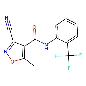 3-cyano-5-methyl-N-[2-(trifluoromethyl)phenyl]-4-isoxazolecarboxamide structure